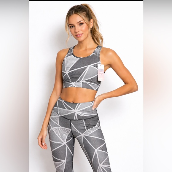 Rachel Roy NWT Active Set Sports Bra & Leggings Xl Black White Geometric Set - Picture 2 of 8